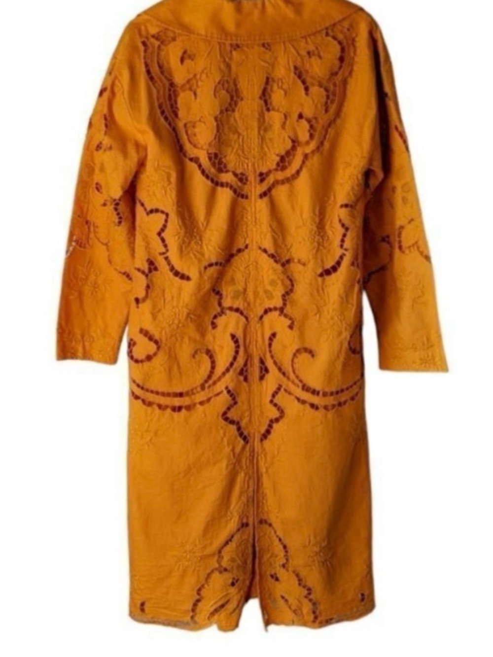 Free People Suzanna Autumn marigold eyelet Cotton Duster size Med - Picture 6 of 13